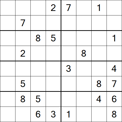 Sudoku 8x8 - Difficile
