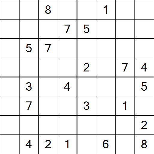 Sudoku 8x8 - Difficile
