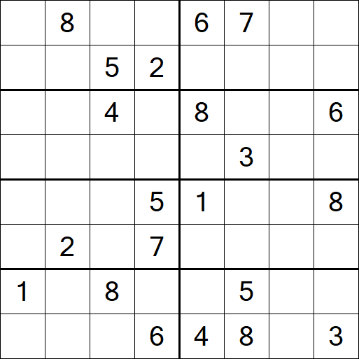 Sudoku 8x8 - Difficile