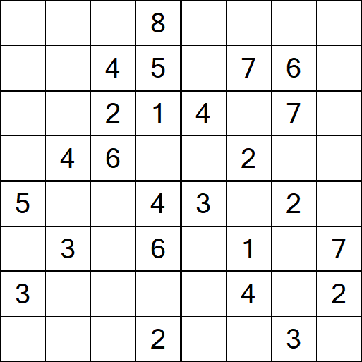 Sudoku 8x8 - Mittel