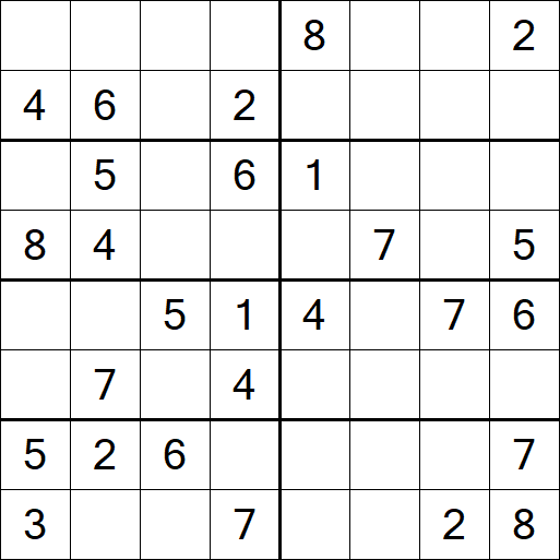 Sudoku 8x8 - Mittel