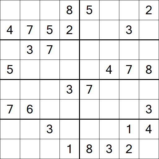 Sudoku 8x8 - Mittel