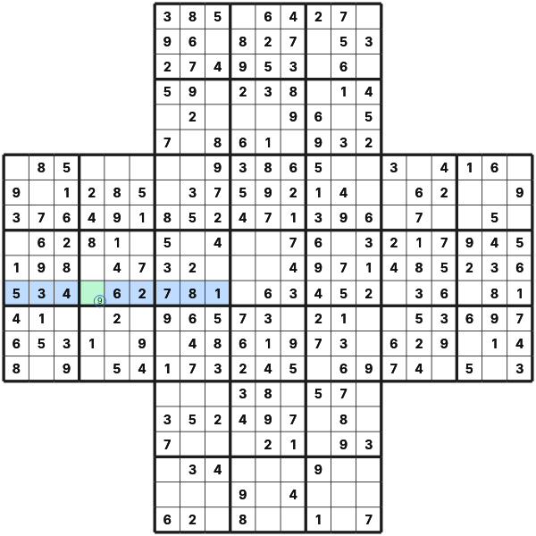 Completing one unit in Cross Sudoku