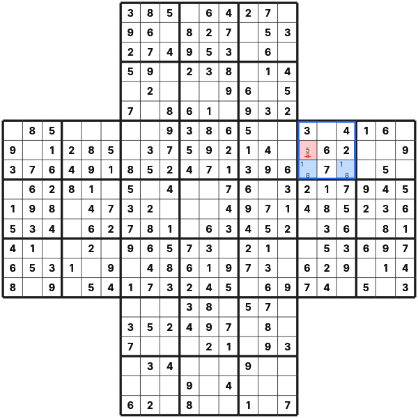 Naked pair in Cross Sudoku