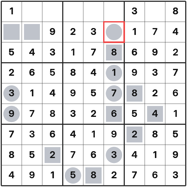 Kreis in Even-Odd Sudoku