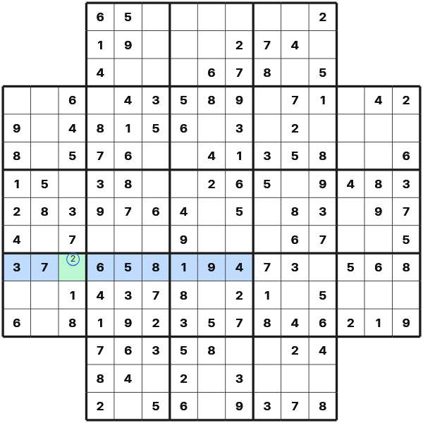 Completing one unit in Flower Sudoku