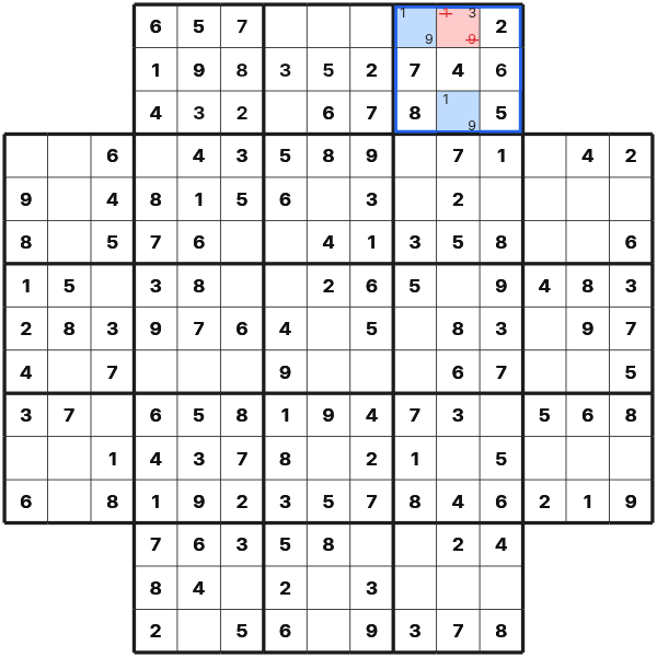 Naked pair in Flower Sudoku