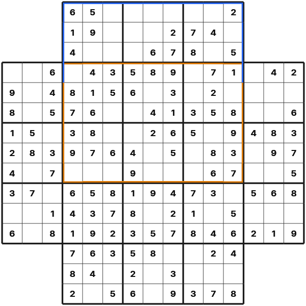 Flower Sudoku component grid and shared area