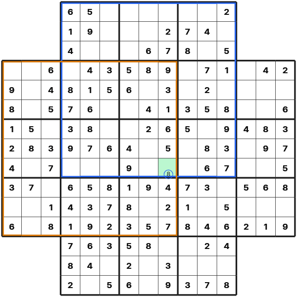 Solving a shared cell in Flower Sudoku
