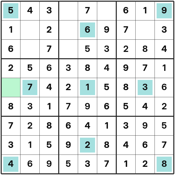 Girandola Sudoku eine fast vollständige spalte schließen