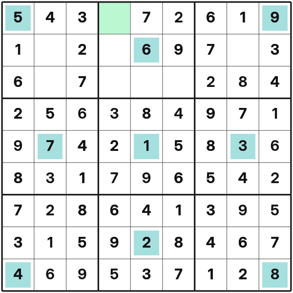 Girandola Sudoku eine fast vollständige zeile schließen
