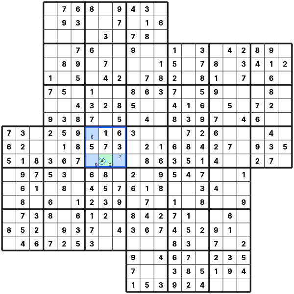 Hidden single in Kazaguruma