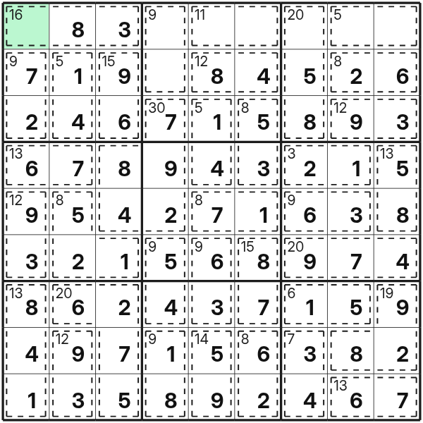 Killer Sudoku ein fast vollständiges gebiet schließen