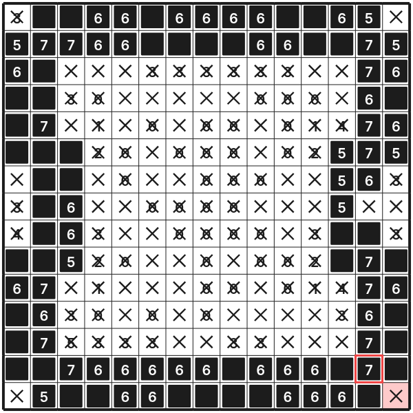 The final satisfied clue makes the last cell empty