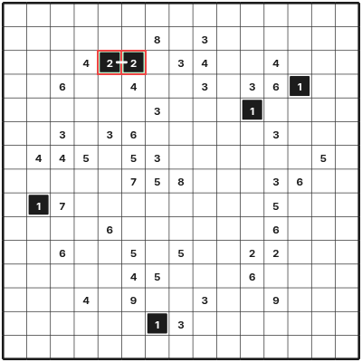 Two adjacent clues of two connect directly