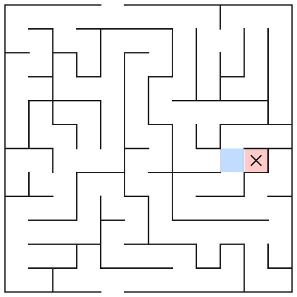 A one-cell dead end is crossed out