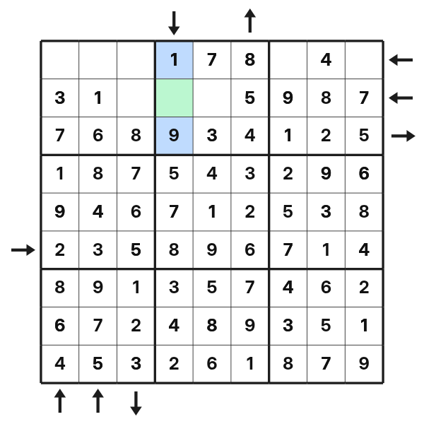 Rossini arrow restricts one missing value
