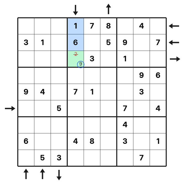 Rossini arrow selects the last value from two candidates