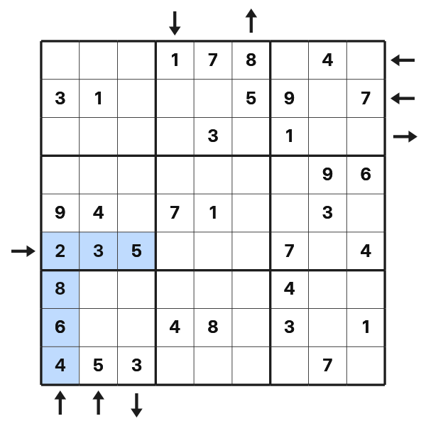 Nonconsecutive number sequences under Rossini arrows