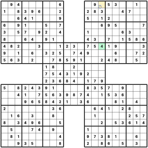 Following an overlap consequence in Samurai Sudoku