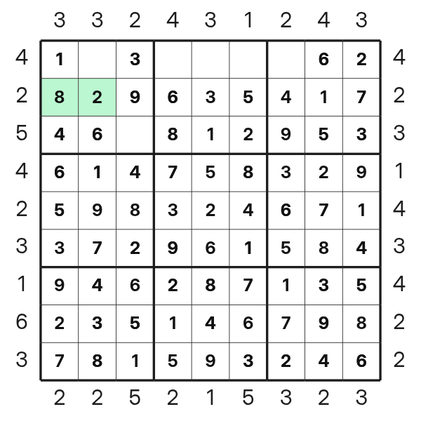 Skyscraper clue two orders two missing digits