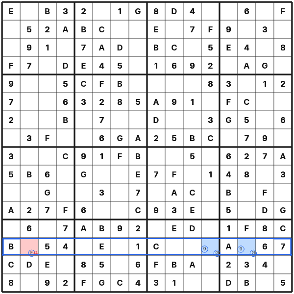 A naked pair removes reserved symbols from another cell