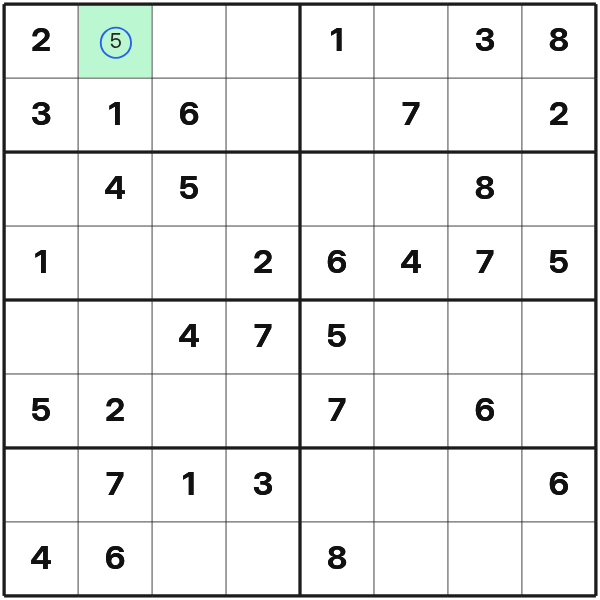 Only symbol 5 remains possible in one cell