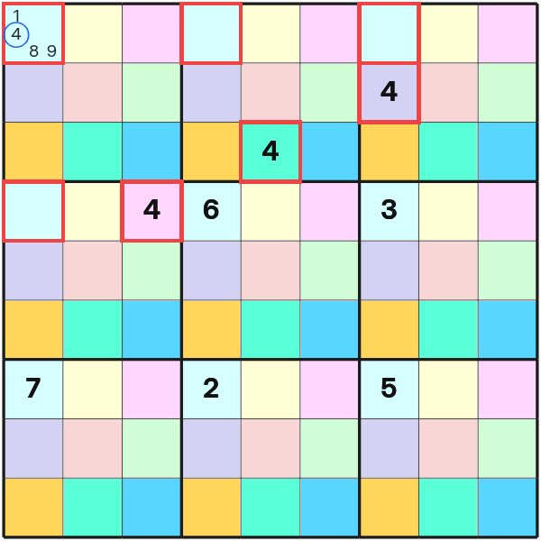 Hidden single in a sparse extra unit of Sudoku DG
