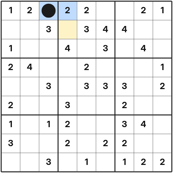 A number clue with one mine still missing