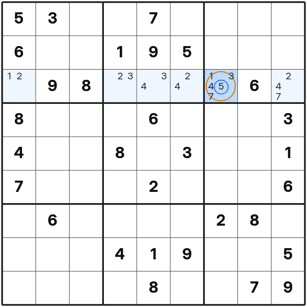 Hidden single in a row