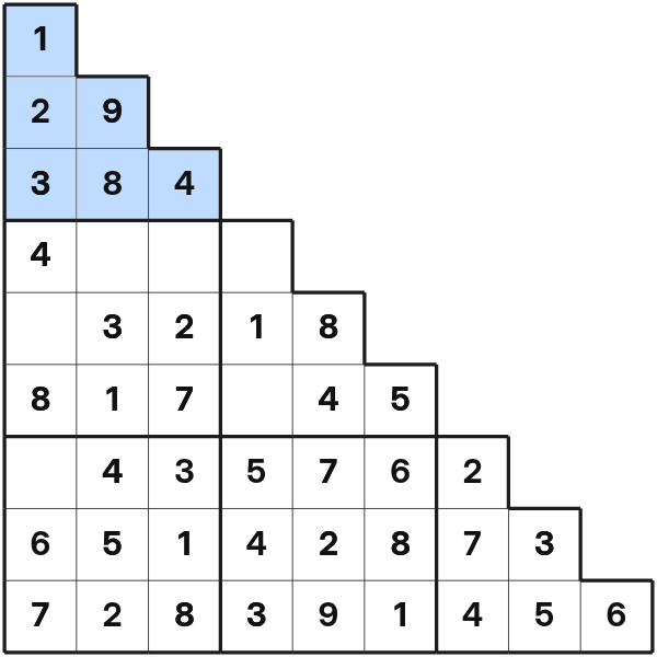 Six-cell triangular Sujiken region