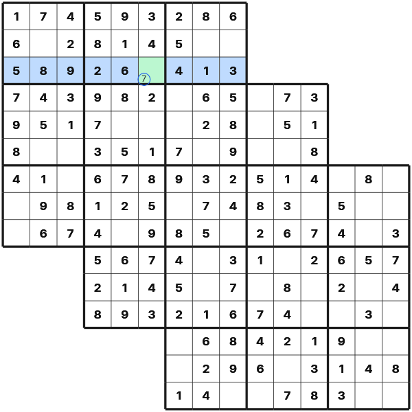 Completing one unit in Tripledoku