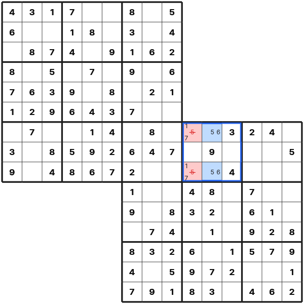 Naked pair in Twodoku