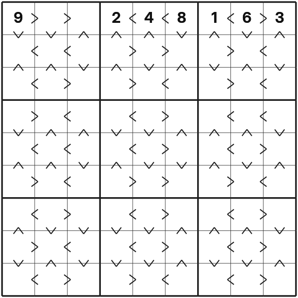 Greater Than Sudoku tutorial diagram 1